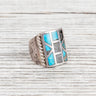 Vintage Navajo Turquoise Inlay Pattern Ring