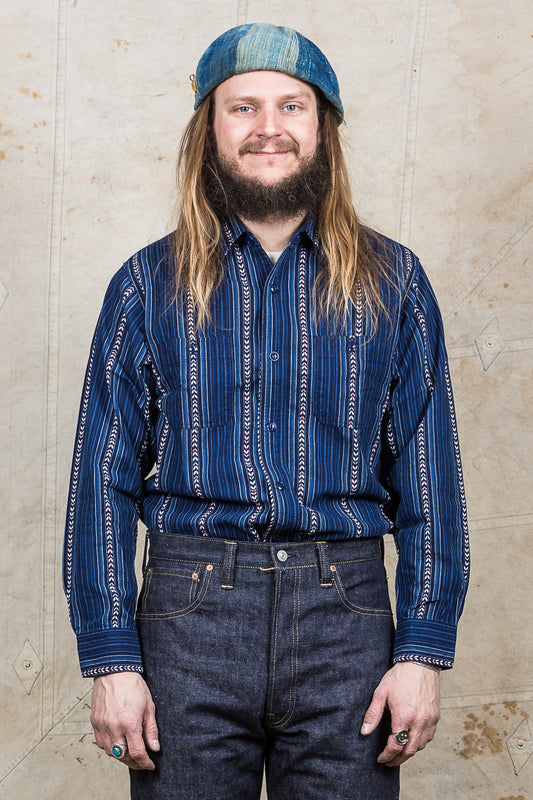 Sugar Cane & Co. Indigo Stripe Work Shirt