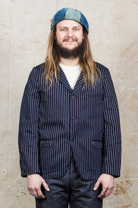 Sugar Cane & Co. 9oz Indigo Wabash Stripe Jacket