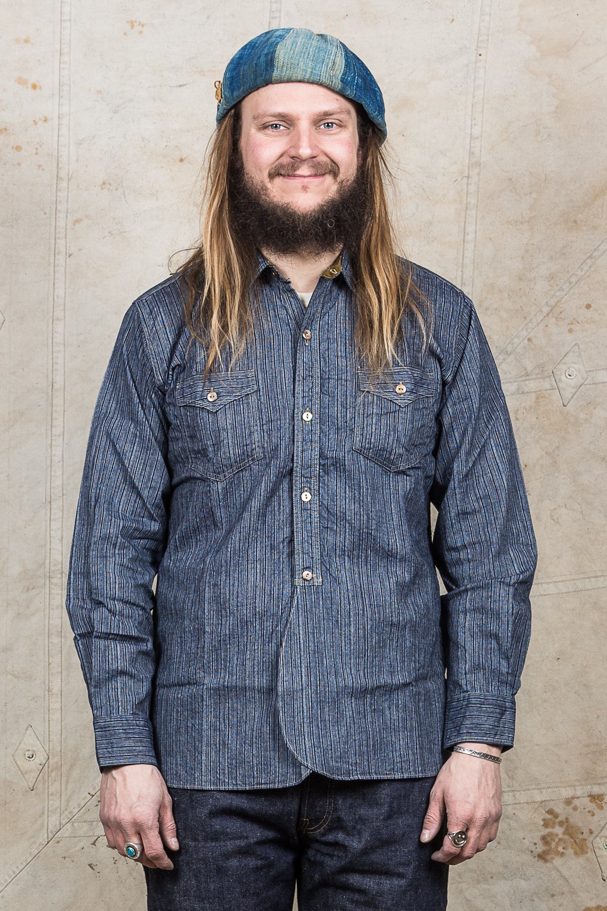 Sugar Cane & Co. Indigo Stripe Coat Shirt