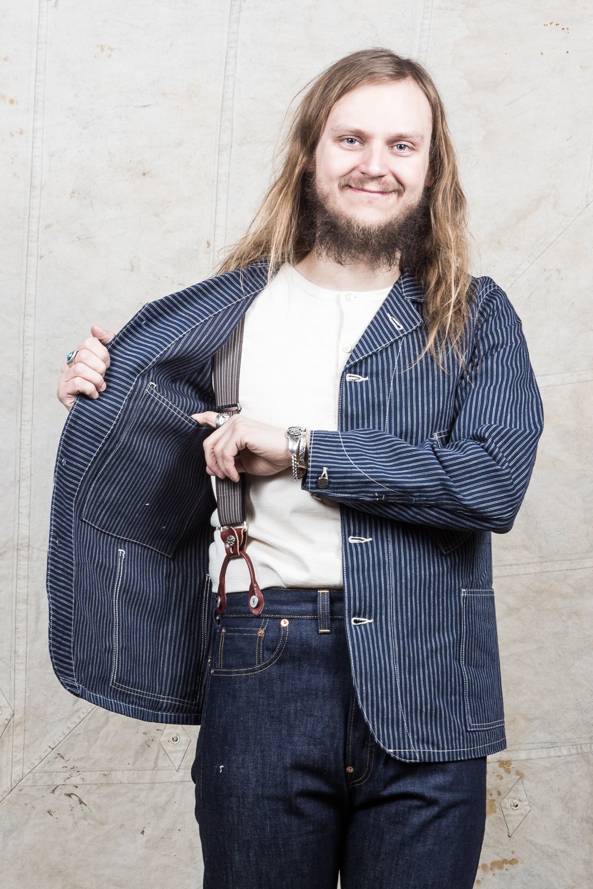 Sugar Cane Indigo Stripe Work Coat