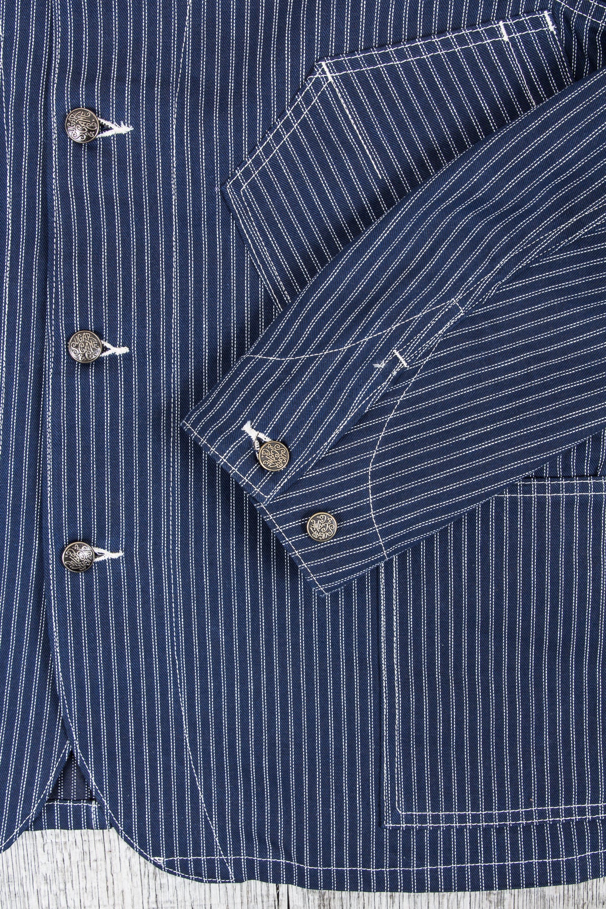 Sugar Cane Indigo Stripe Work Coat