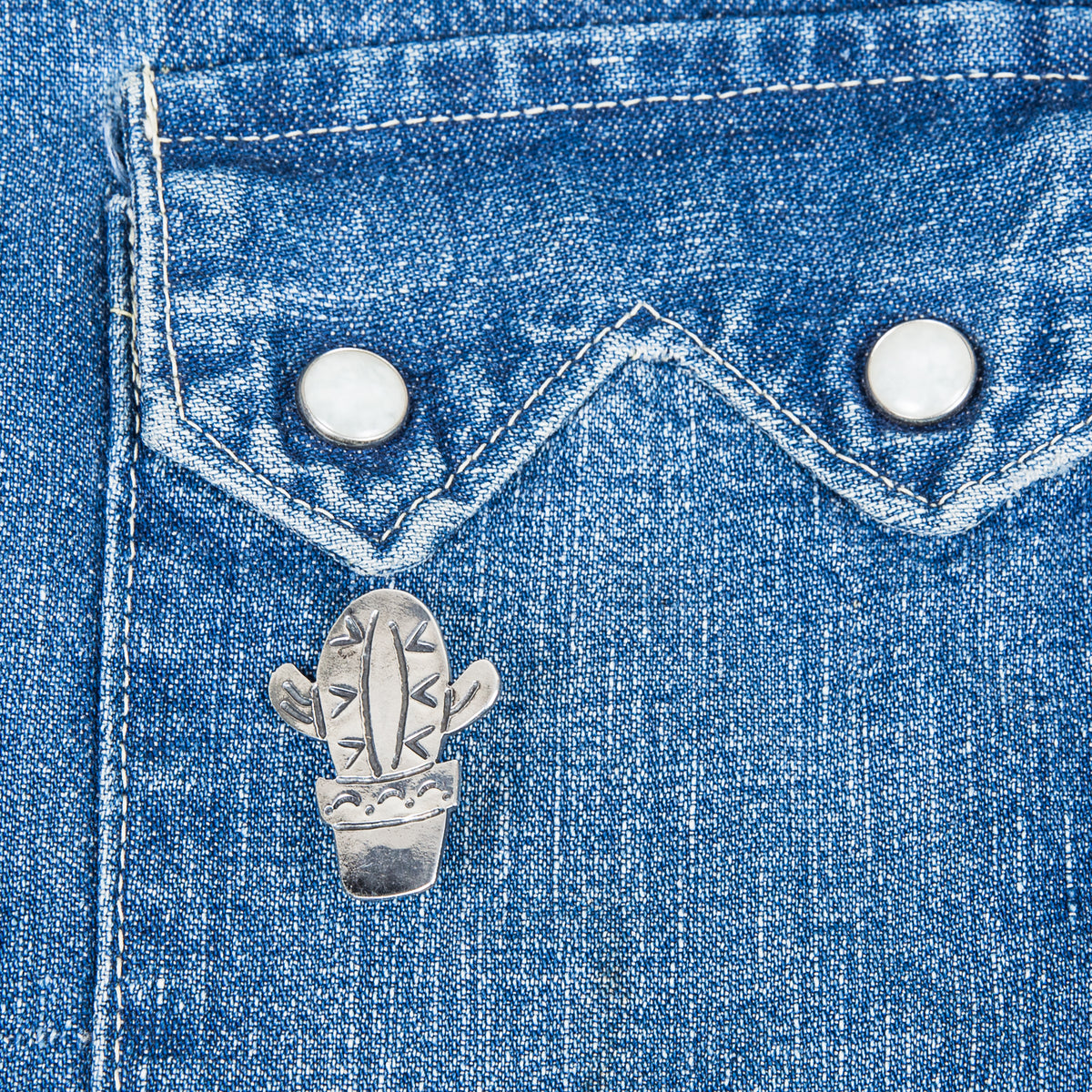 Munqa Newtive Silver Brooch Cactus