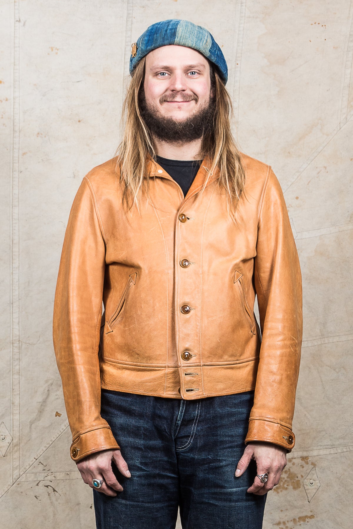Second Hand Mister Freedom Natural Campus Leather Jacket Veg Tanned