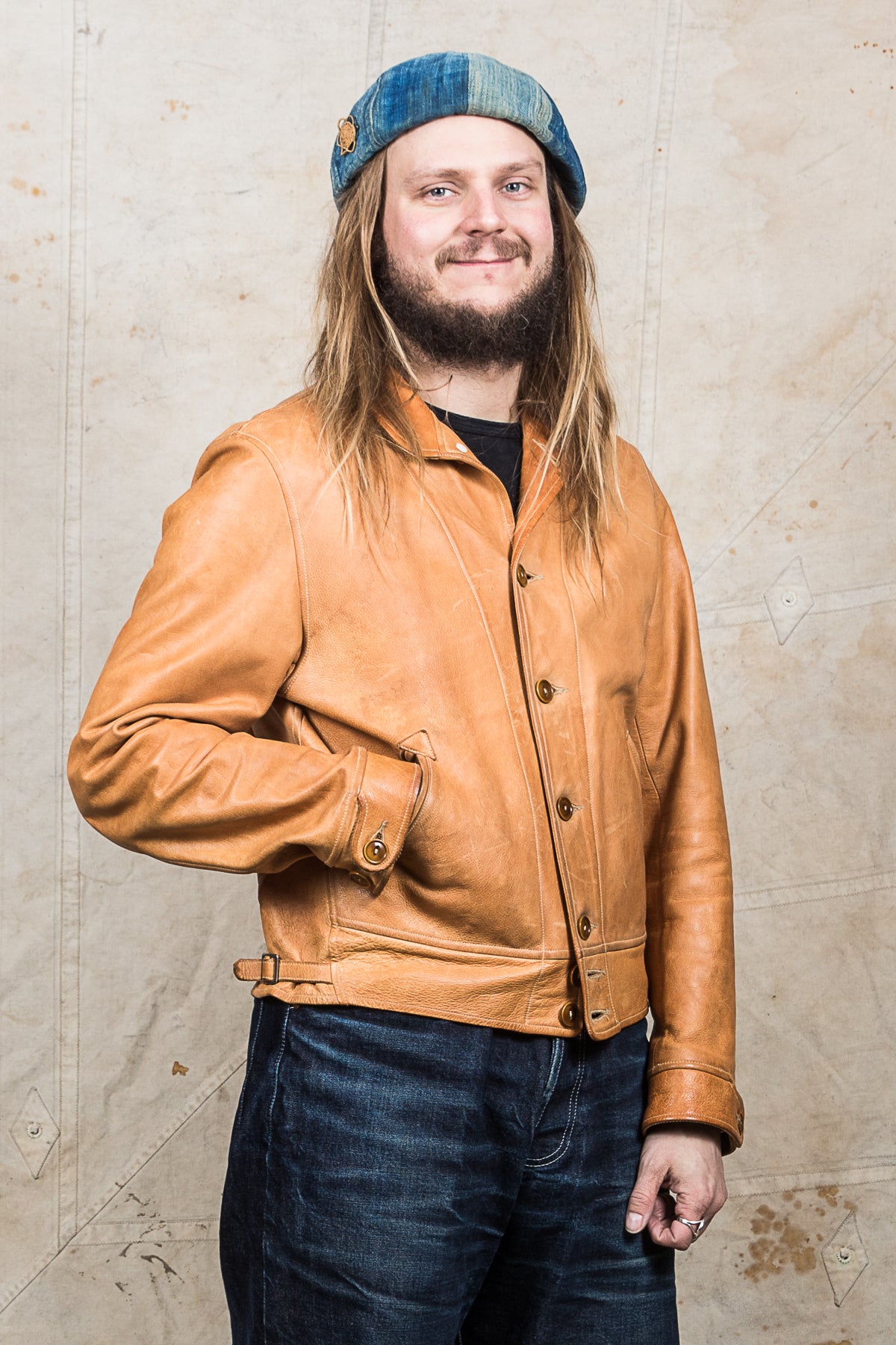 Second Hand Mister Freedom Natural Campus Leather Jacket Veg Tanned