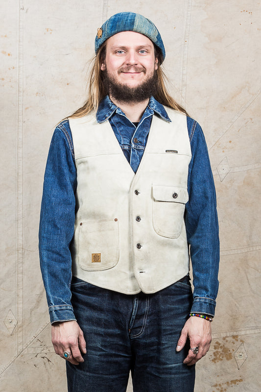 Second Hand Indigofera Harrison Leather Vest White