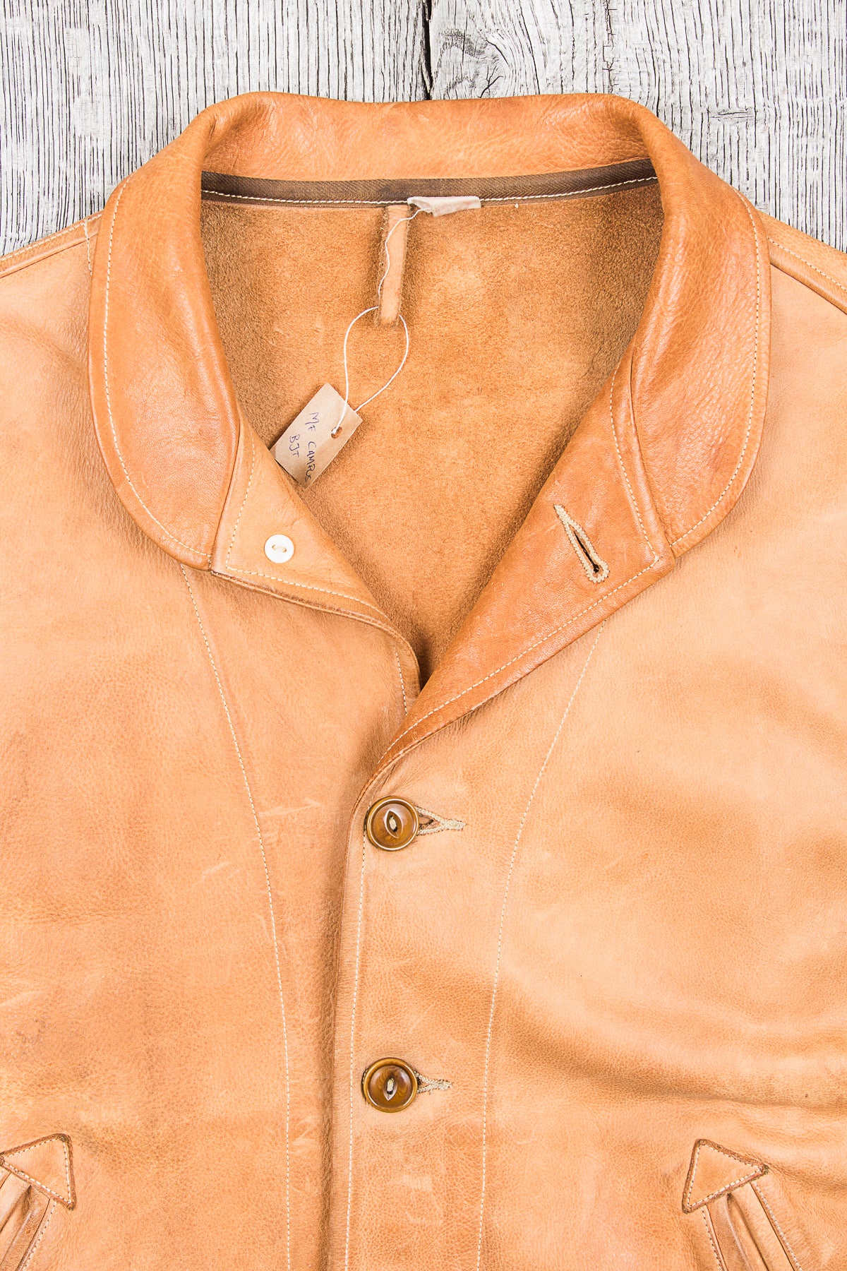 Second Hand Mister Freedom Natural Campus Leather Jacket Veg Tanned