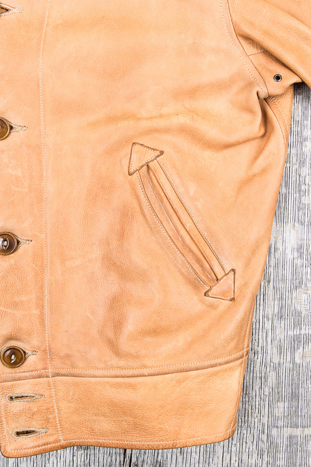 Second Hand Mister Freedom Natural Campus Leather Jacket Veg Tanned