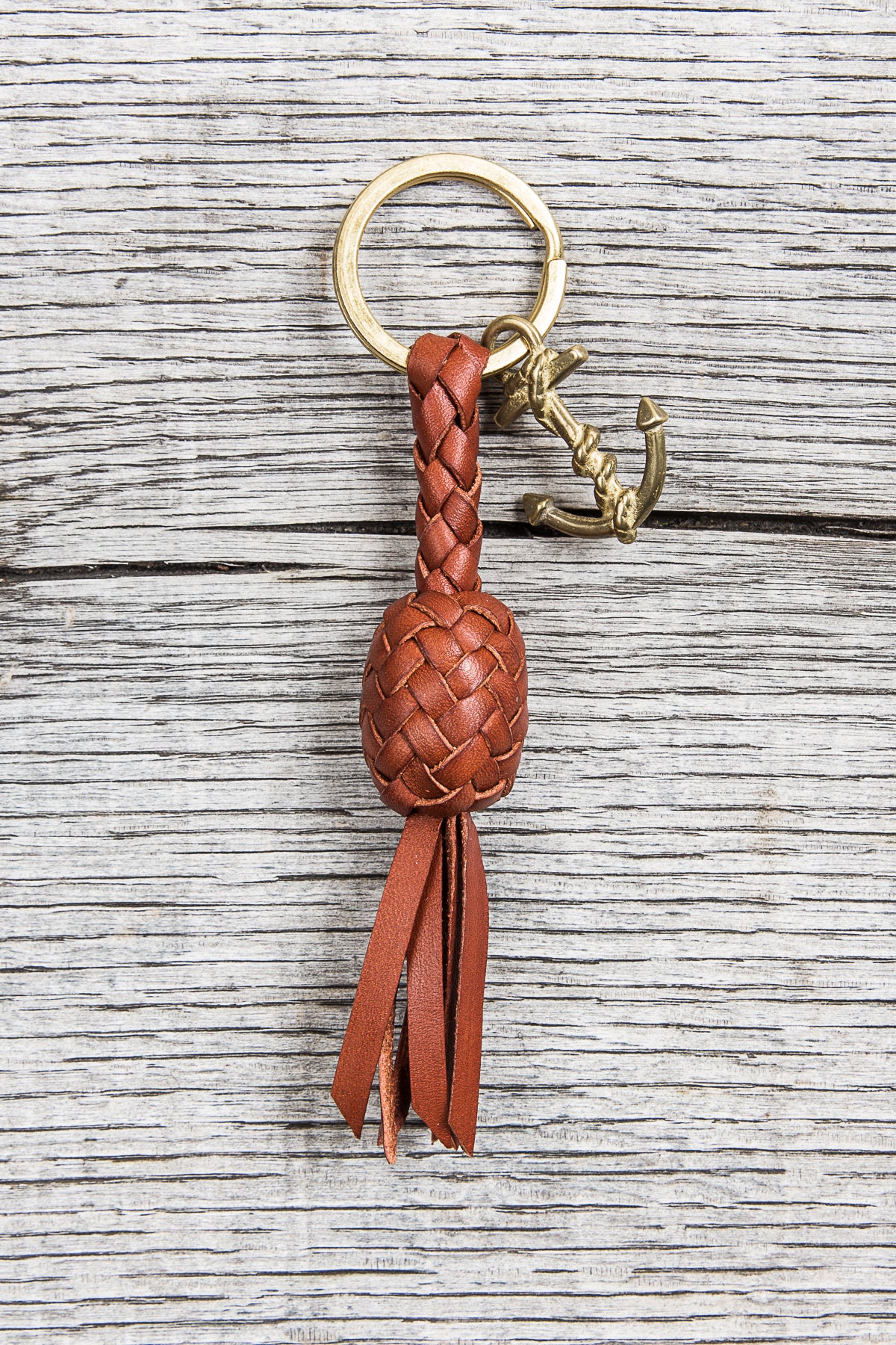 Lone Wolf Leather Braided Anchor Key Ring Tärnsjö Saddle Tan Veg Tanned