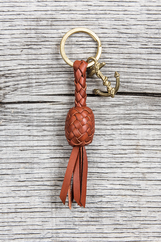 Lone Wolf Leather Braided Anchor Key Ring Tärnsjö Saddle Tan Veg Tanned