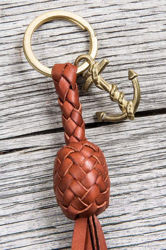 Lone Wolf Leather Braided Anchor Key Ring Tärnsjö Saddle Tan Veg Tanned
