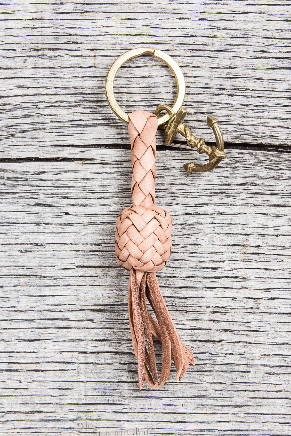 Lone Wolf Leather Braided Anchor Key Ring Tärnsjö Natural Veg Tanned