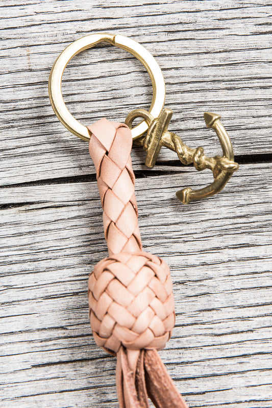 Lone Wolf Leather Braided Anchor Key Ring Tärnsjö Natural Veg Tanned