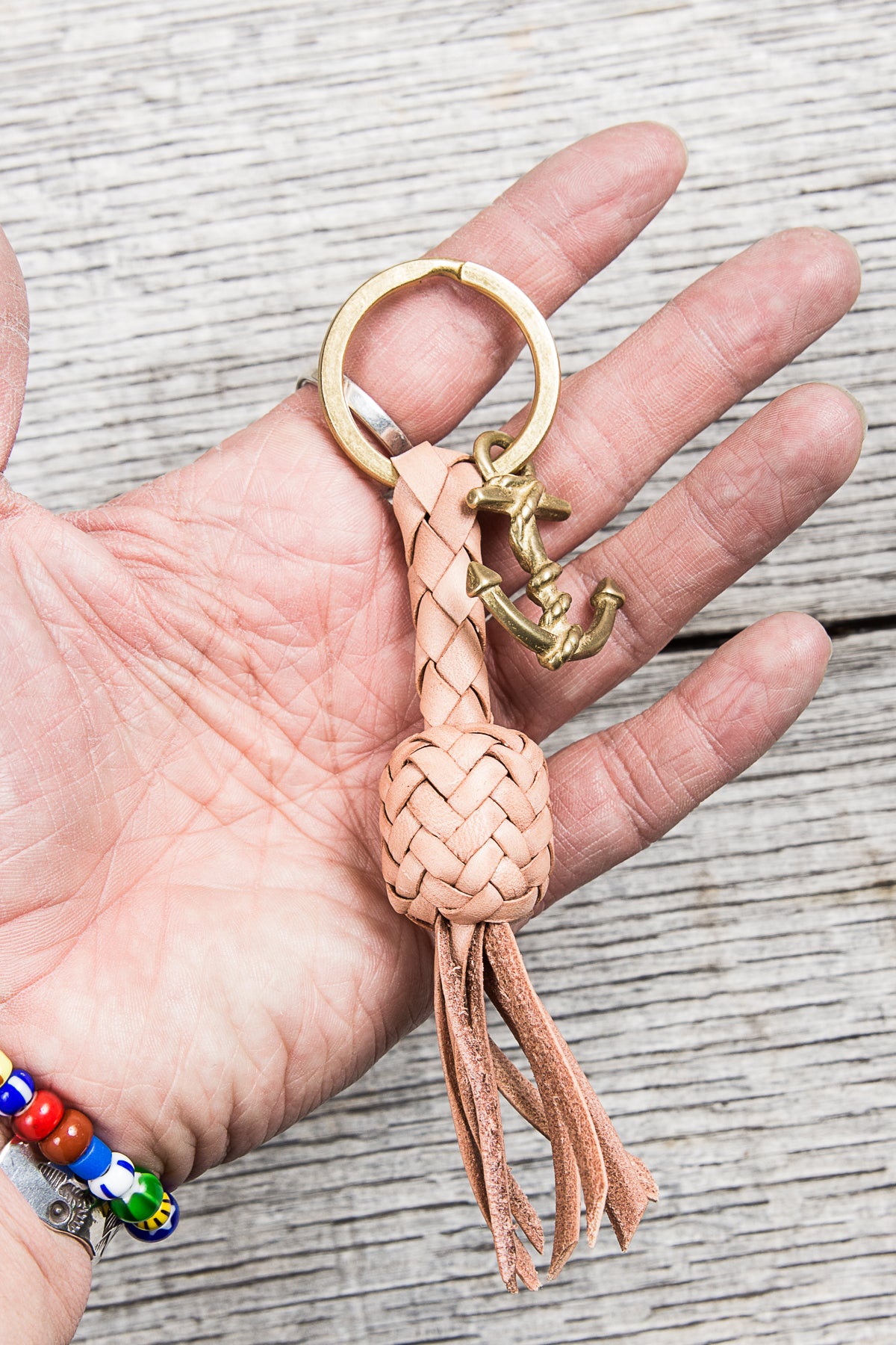 Lone Wolf Leather Braided Anchor Key Ring Tärnsjö Natural Veg Tanned