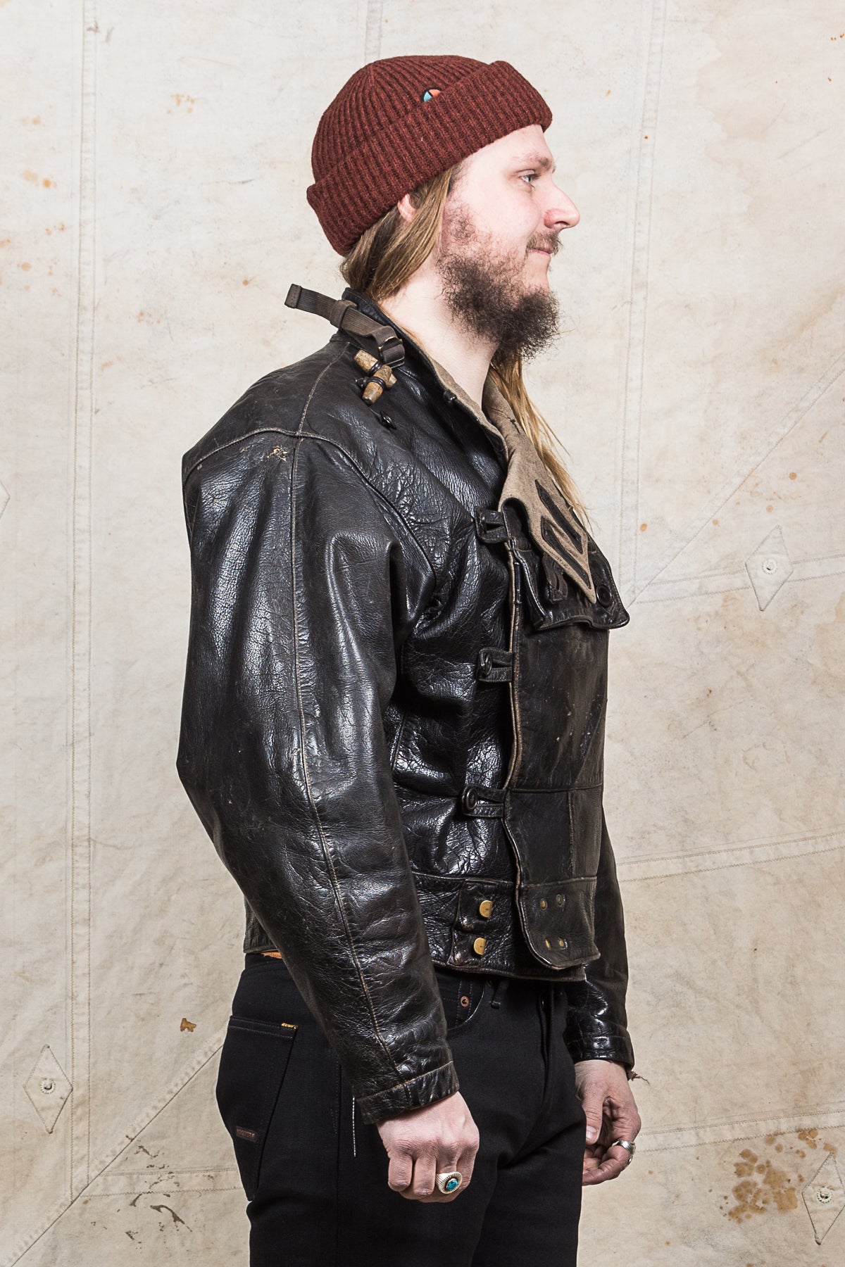 Vintage Swedish Army Dispatch Riders Leather Jacket "Ordonnansjacka"