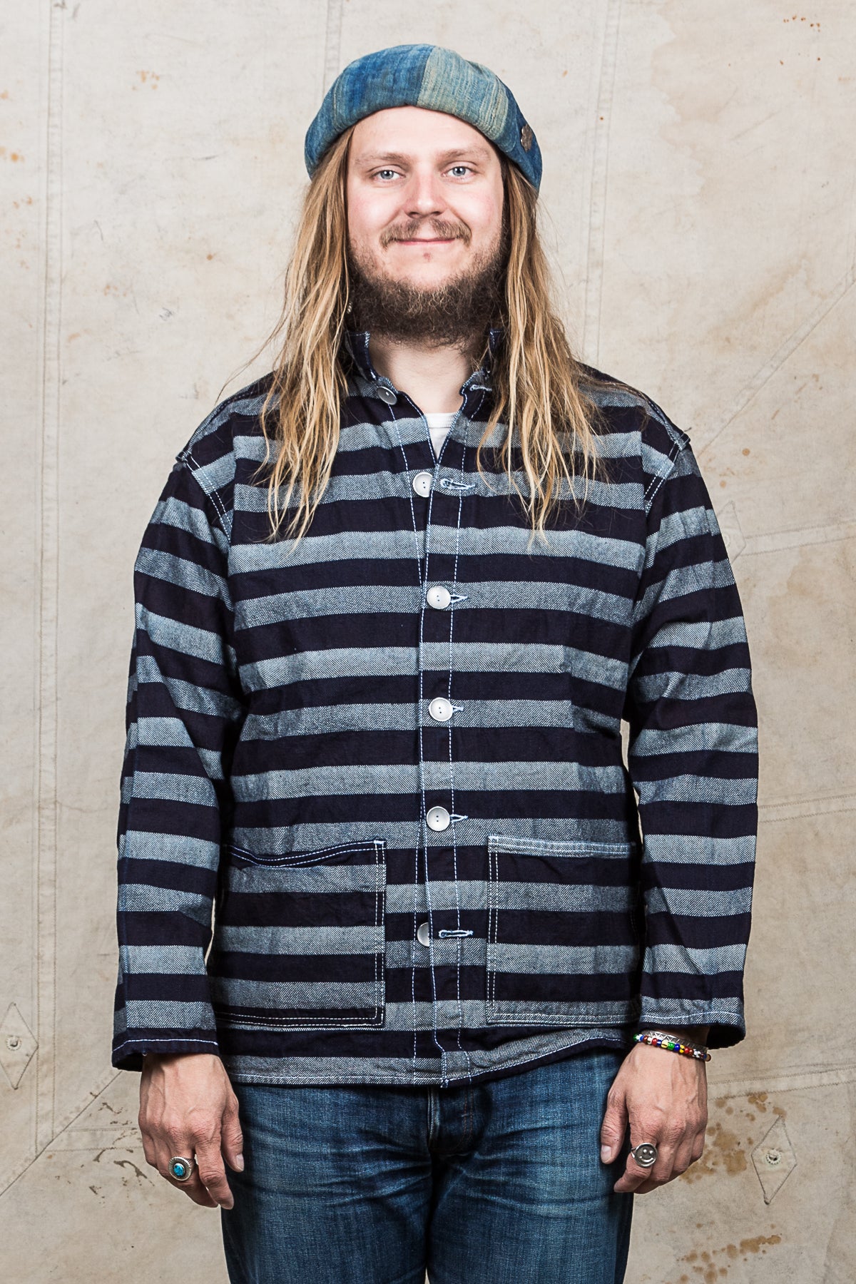 Tender 490 Floor Shirt Bold Indigo Weaver's Blanket Stripe