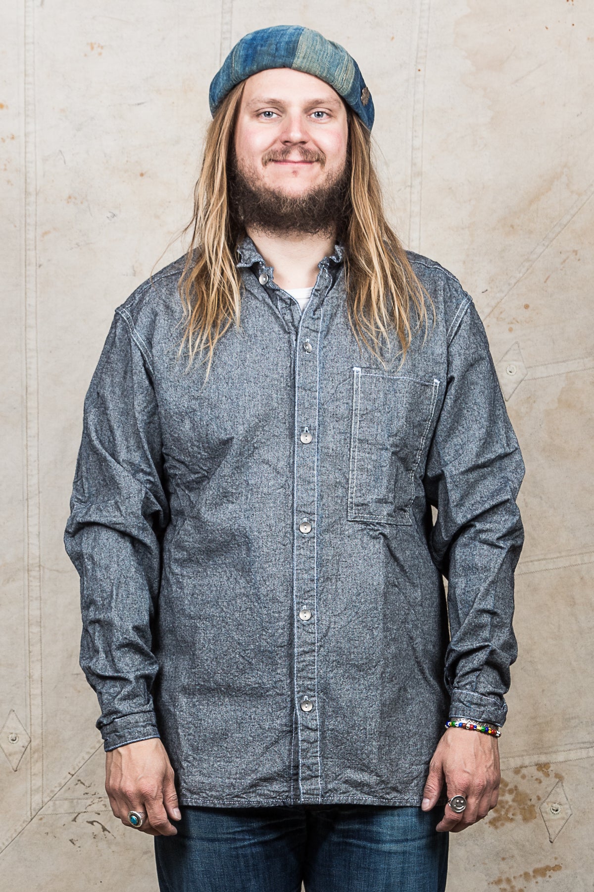 Tender 492 Long Sleeved Bench Shirt Indigo Covert