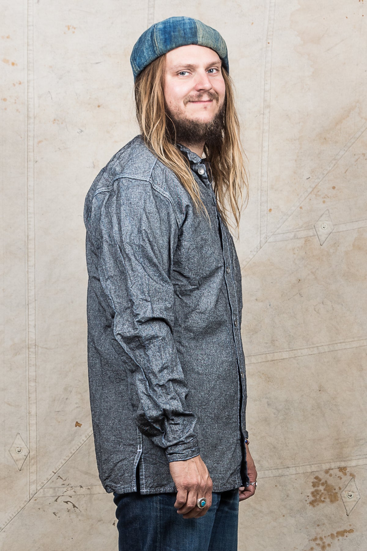 Tender 492 Long Sleeved Bench Shirt Indigo Covert