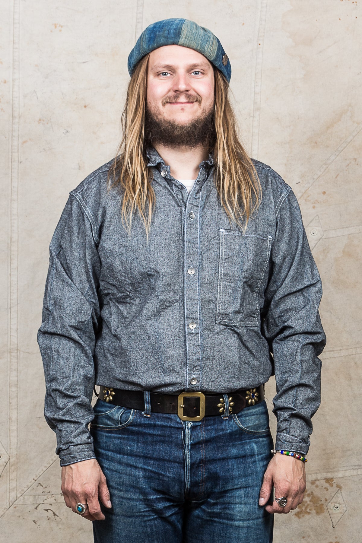 Tender 492 Long Sleeved Bench Shirt Indigo Covert