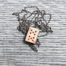 Vintage Hearts of Ten Playing Card Silver Necklace