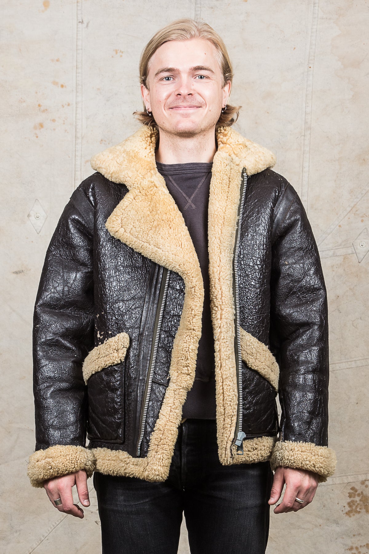 Vintage 1950s Sheepskin Mark VI Flying Jacket