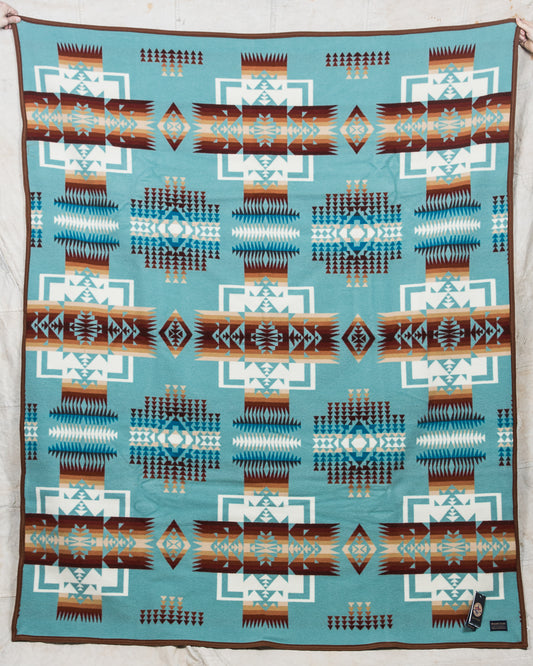 Pendleton Chief Joseph Wool Blanket Robe Aqua