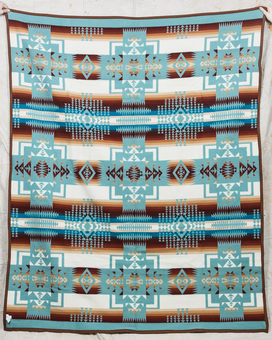 Pendleton Chief Joseph Wool Blanket Robe Aqua