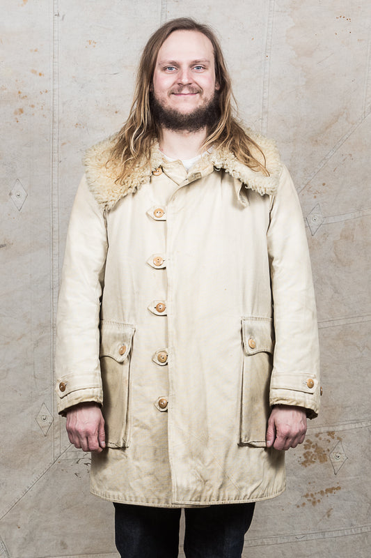 Vintage White Swedish Army Survival Coat "Livpäls M/1913"