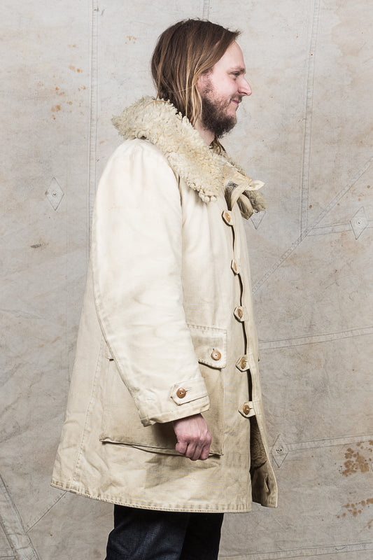 Vintage White Swedish Army Survival Coat "Livpäls M/1913"