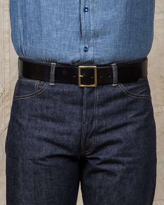 Indigofera Levon Leather Belt Black