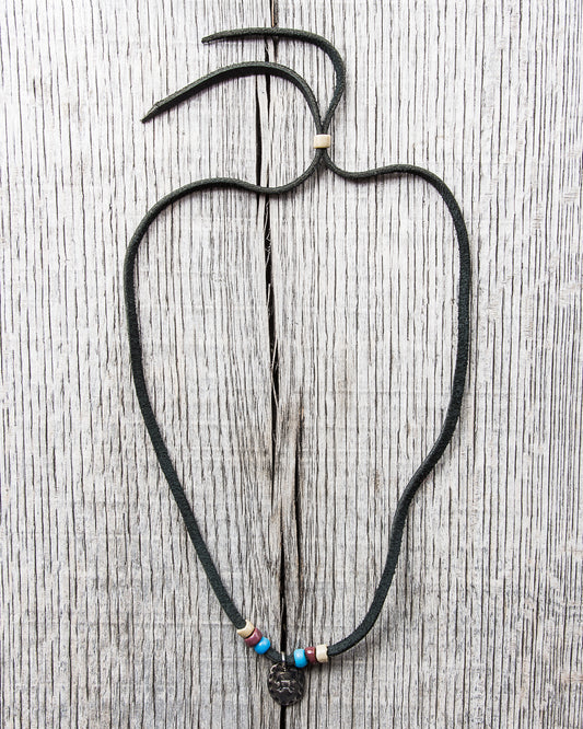 Tenable Crafts Leather and Silver Horse Pendant Necklace #187