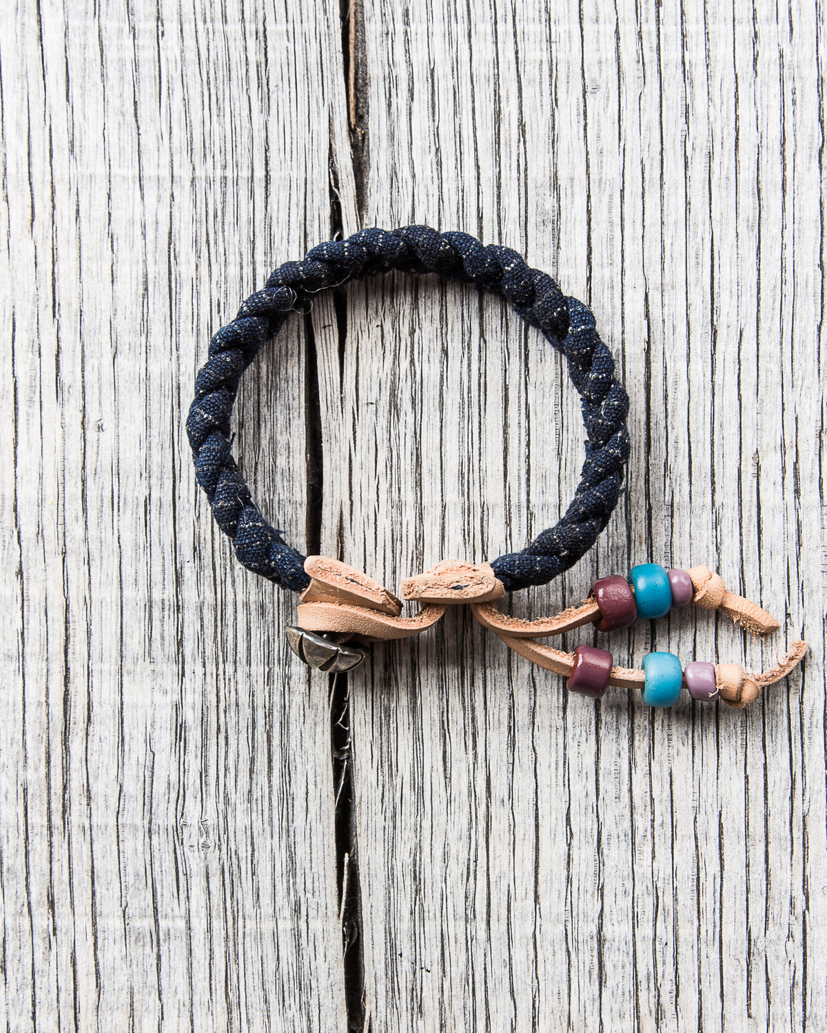 Tenable Crafts Indigo Braid and Silver Concha Button Bracelet #183