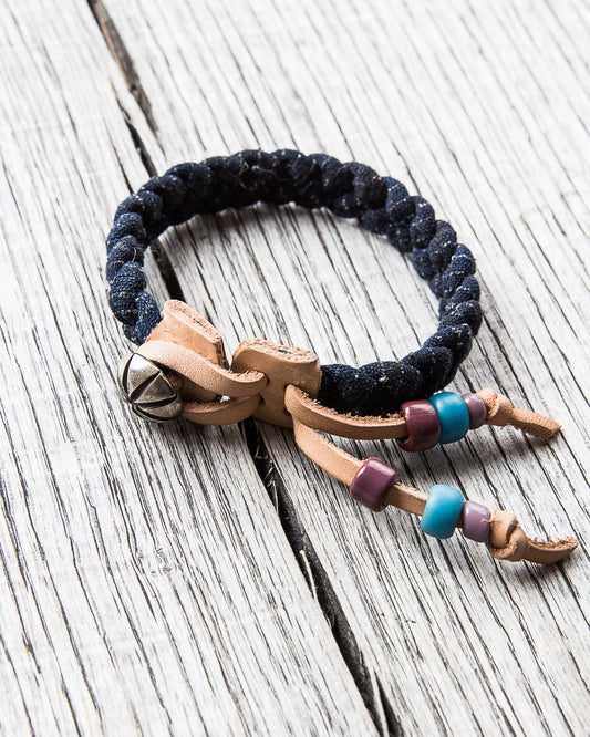 Tenable Crafts Indigo Braid and Silver Concha Button Bracelet #183