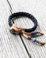 Tenable Crafts Indigo Braid and Silver Concha Button Bracelet #183