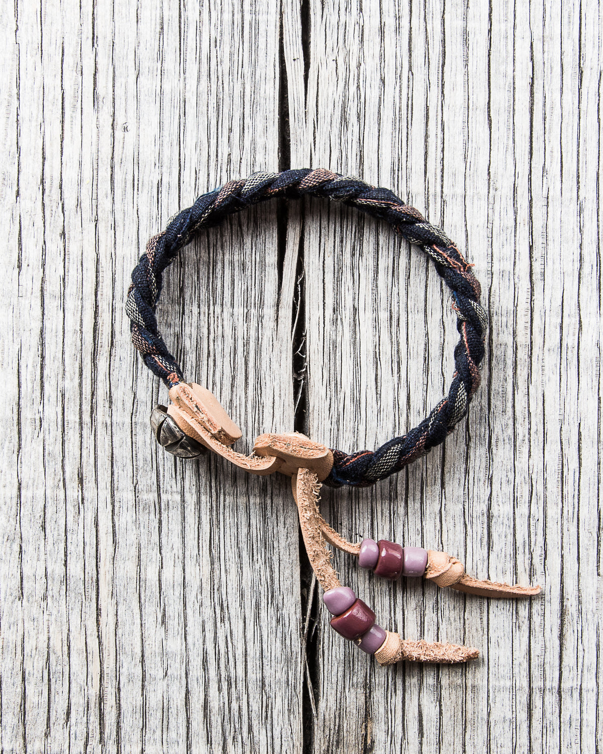 Tenable Crafts Indigo Braid and Silver Concha Button Bracelet #184