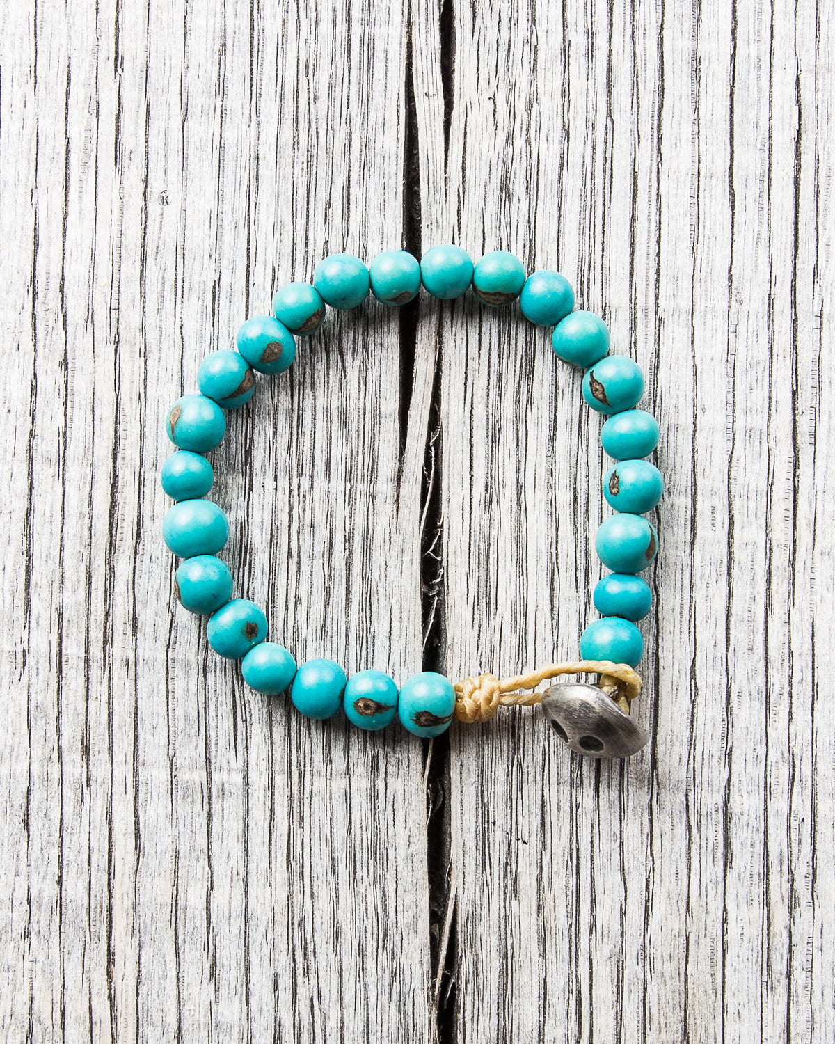 Tenable Crafts Turquoise Acai Seeds Silver Smiley Bracelet #180