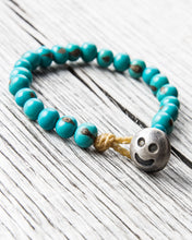 Tenable Crafts Turquoise Acai Seeds Silver Smiley Bracelet #180