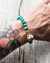 Tenable Crafts Turquoise Acai Seeds Silver Smiley Bracelet #180