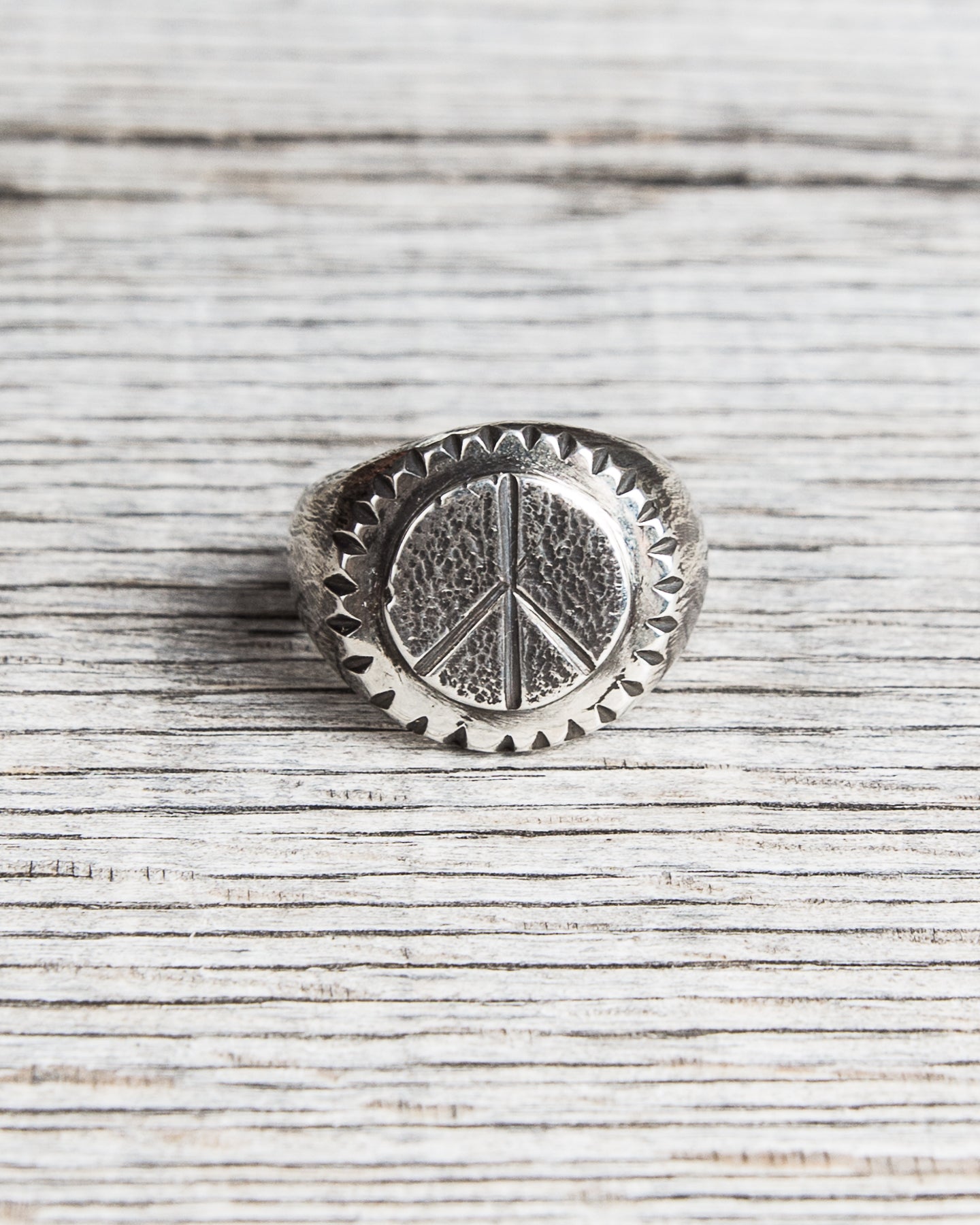 Tenable Crafts Heavy Cast Silver Peace Ring #188