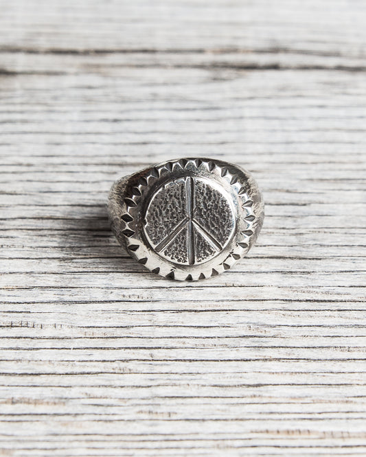 Tenable Crafts Heavy Cast Silver Peace Ring #188