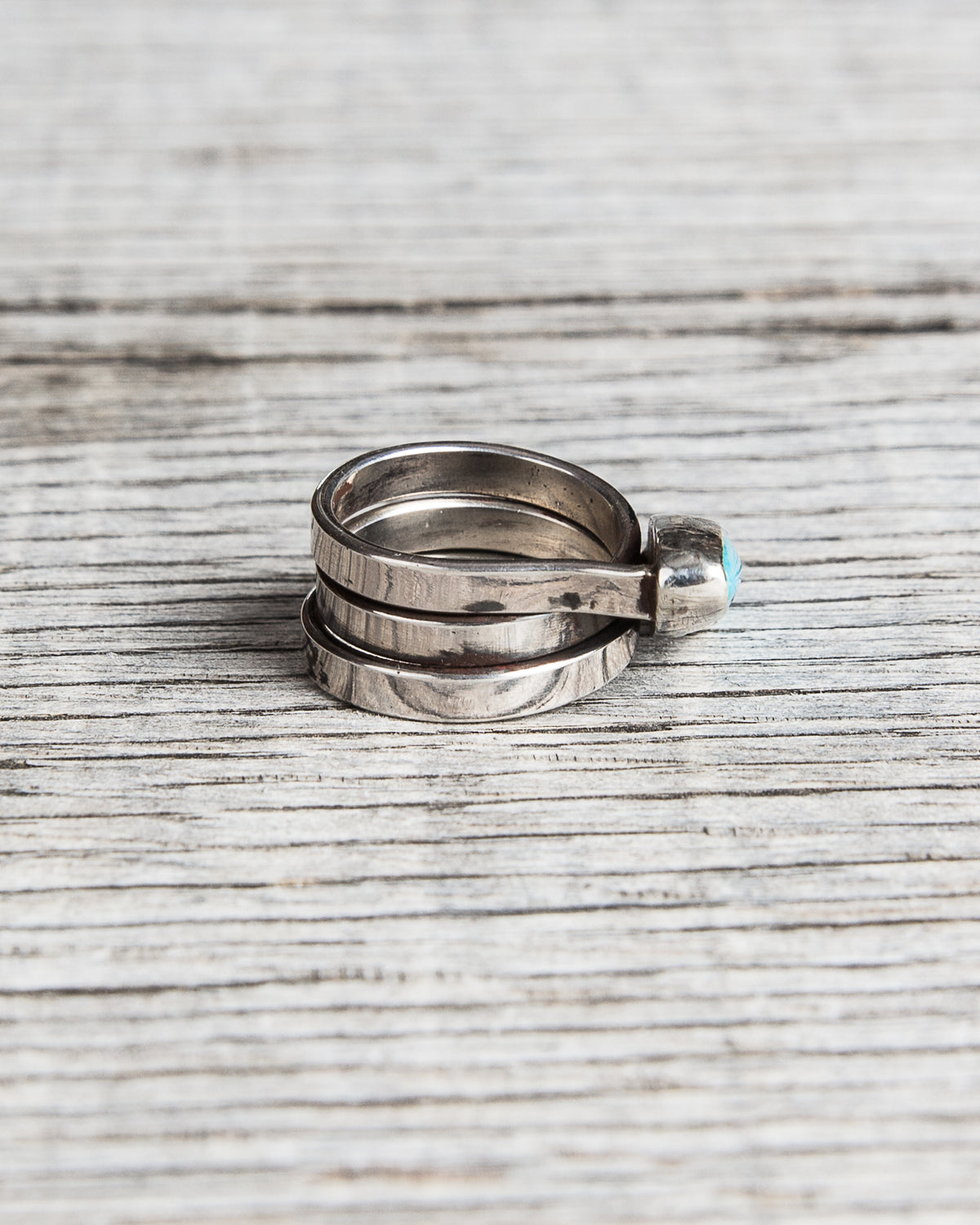 Tenable Crafts Silver Twist Turquoise Ring #193