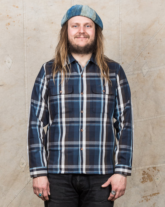 Indigofera Webster Shirt Blue Flannel Check