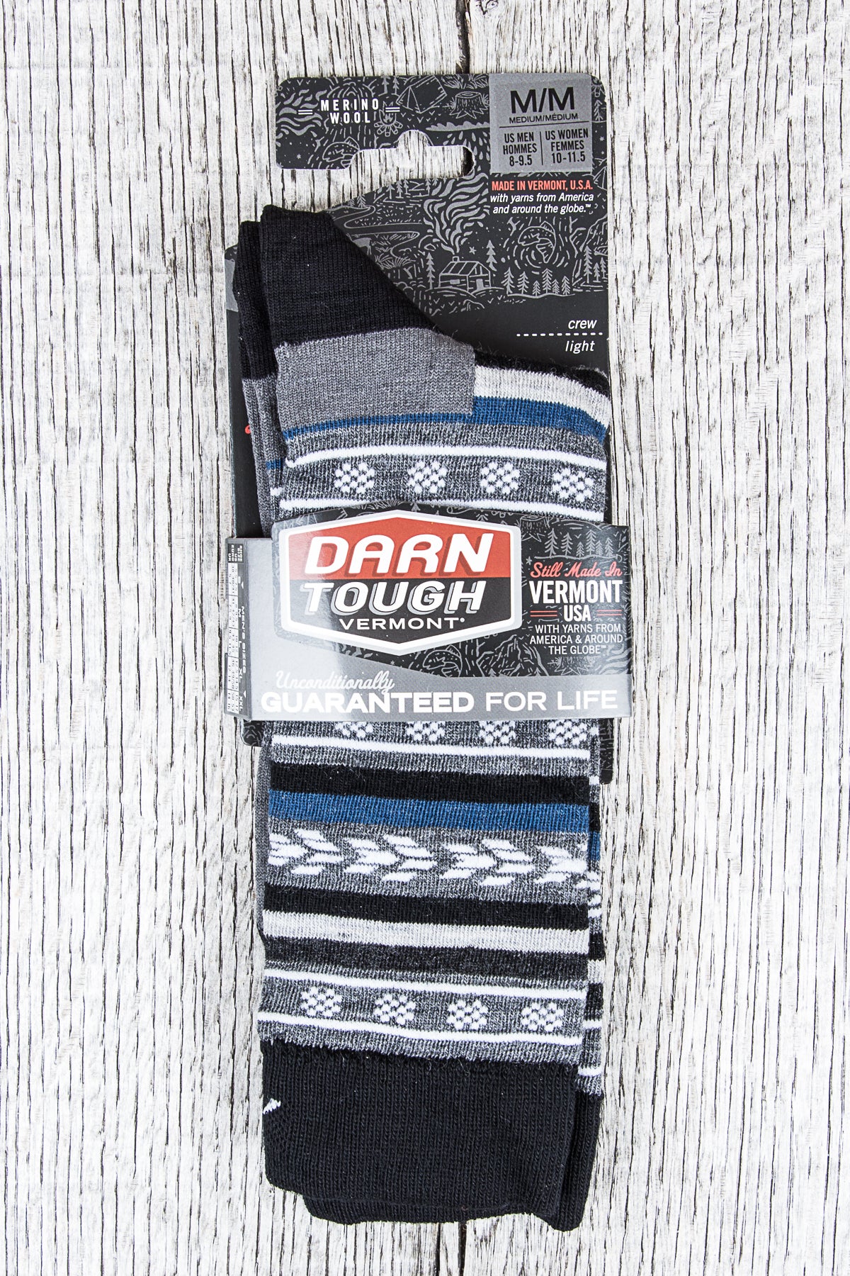 Darn Tough Black Wool Socks Brogue Crew Light