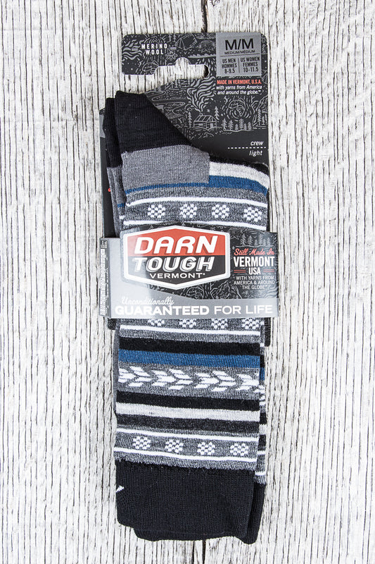 Darn Tough Black Wool Socks Brogue Crew Light