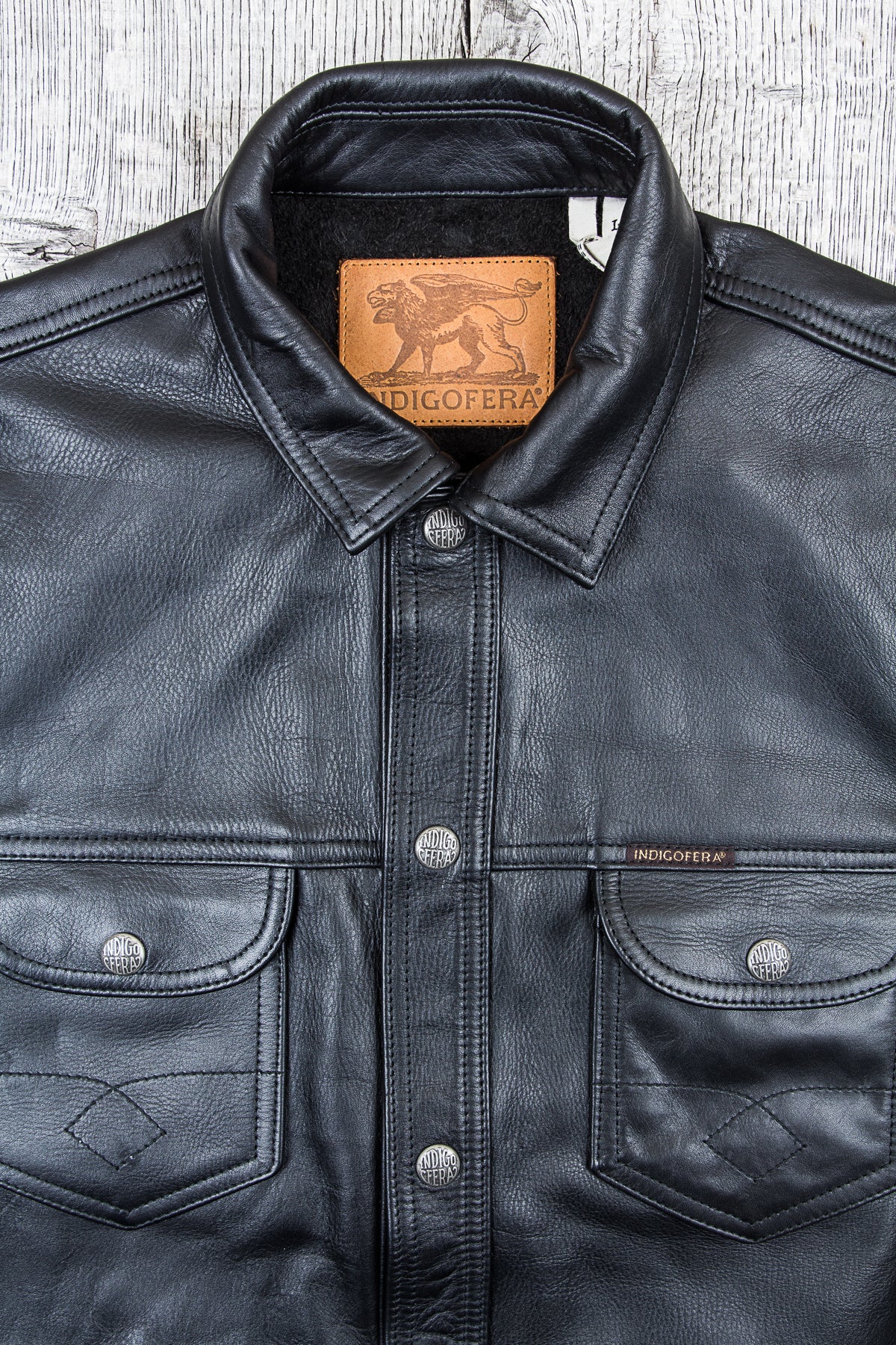 Indigofera Eagle Rising Black Horsehide Leather Jacket