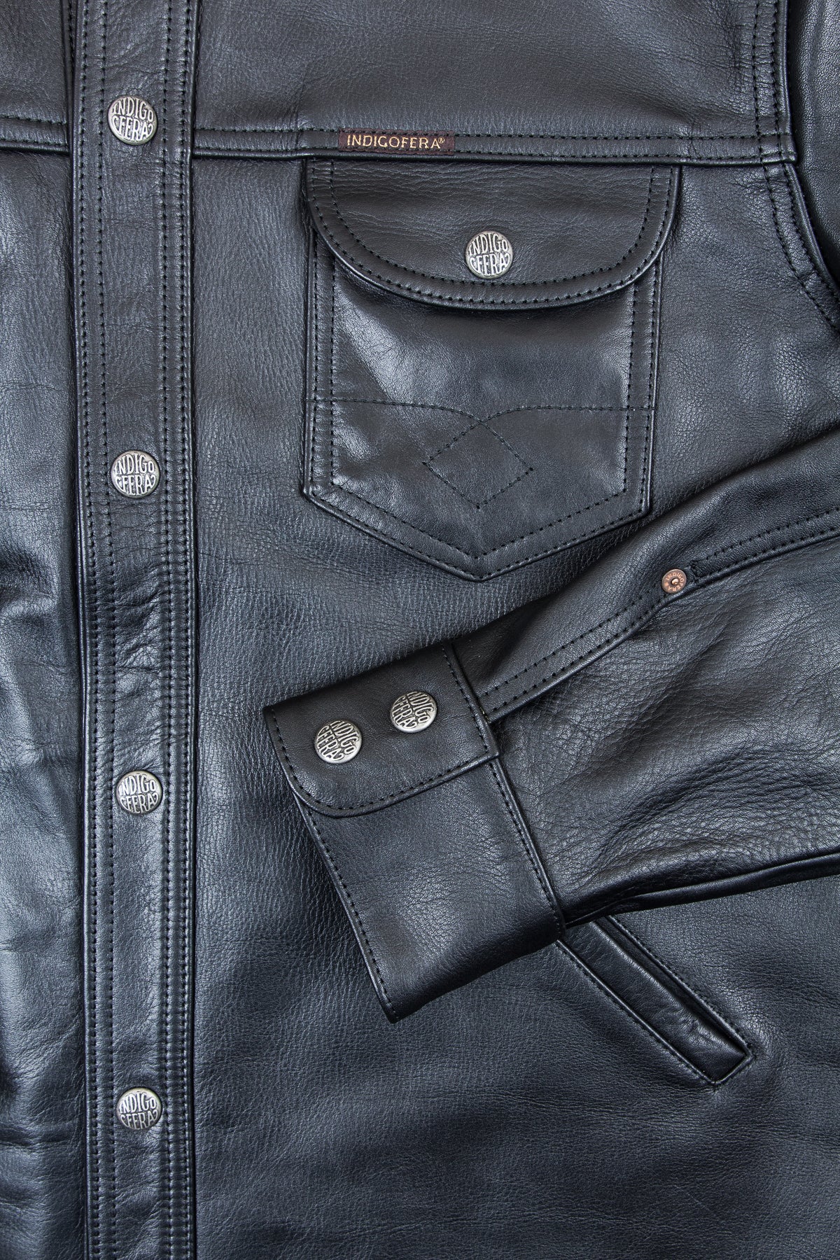 Indigofera Eagle Rising Black Horsehide Leather Jacket