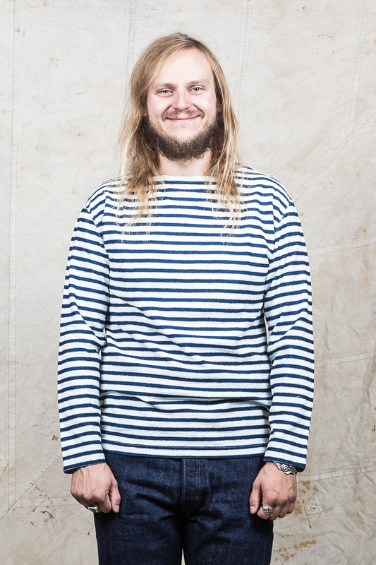 OrSlow Long Sleeve T-Shirt Indigo Stripe