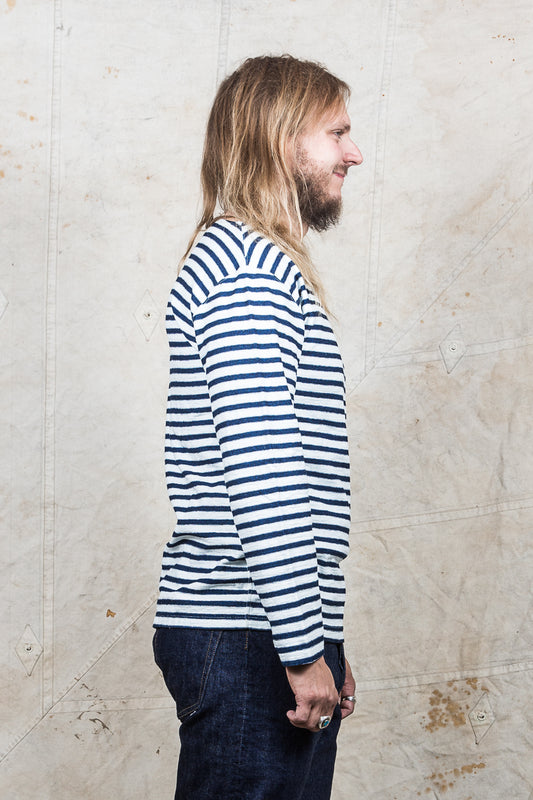 OrSlow Long Sleeve T-Shirt Indigo Stripe