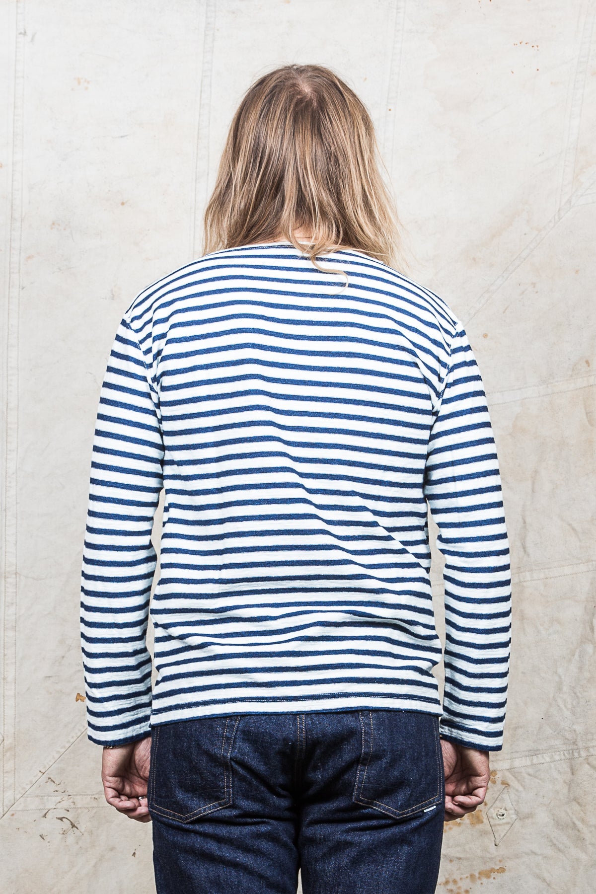 OrSlow Long Sleeve T-Shirt Indigo Stripe