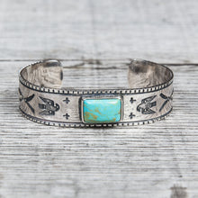 Larry Smith BR-0081 Square Turquoise Silver Bracelet